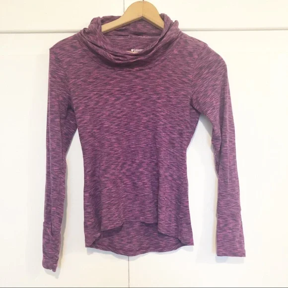 Columbia Cowl Neck Purple Pink Hooded Sweatshirt - Picture 1 of 8